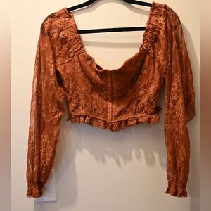 Elegant Lace Rust Top XL